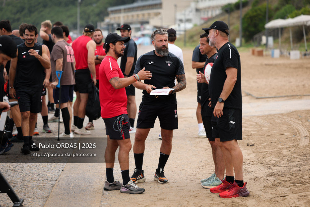 Frédéric Ourabah, lors d'un entraînement avec le Biarritz olympique, le 10 juillet 2026 à la Côte des Basques de Biarritz, France (Photo Pablo ORDAS)