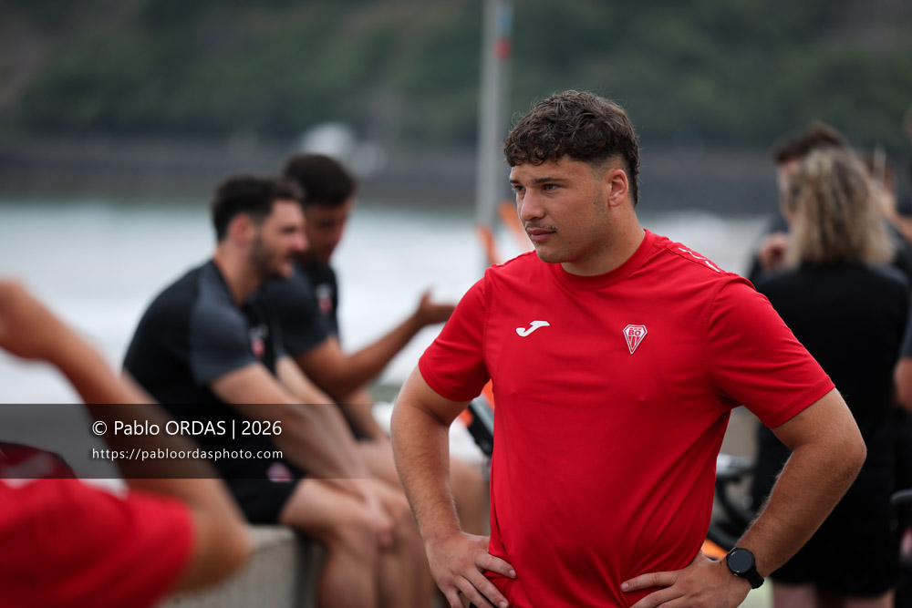 Quentin Rucci, lors d'un entraînement avec le Biarritz olympique, le 10 juillet 2026 à la Côte des Basques de Biarritz, France (Photo Pablo ORDAS)