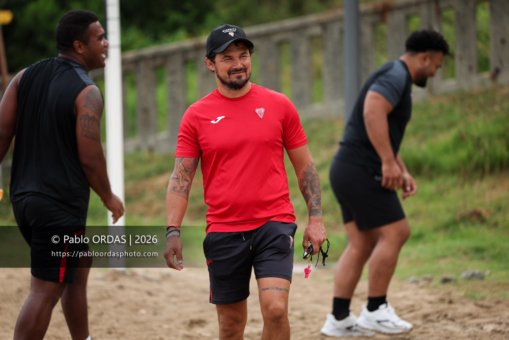 Boris Bouhraoua, lors d'un entraînement avec le Biarritz olympique, le 10 juillet 2026 à la Côte des Basques de Biarritz, France (Photo Pablo ORDAS)