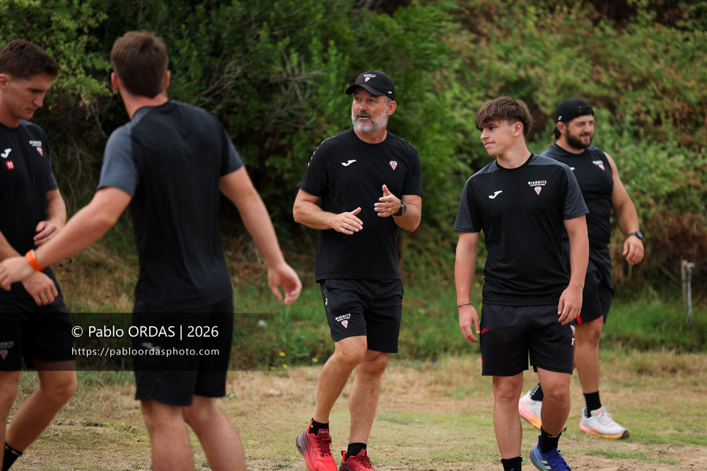 Stéphane Prosper, lors d'un entraînement avec le Biarritz olympique, le 10 juillet 2026 à la Côte des Basques de Biarritz, France (Photo Pablo ORDAS)