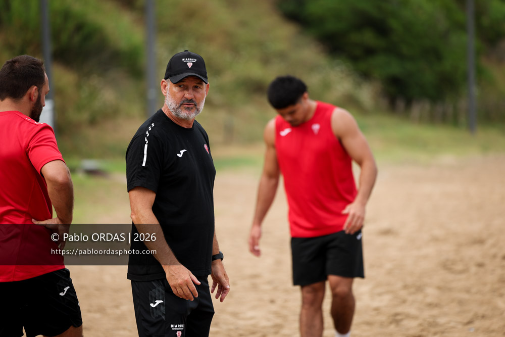 Stéphane Prosper, lors d'un entraînement avec le Biarritz olympique, le 10 juillet 2026 à la Côte des Basques de Biarritz, France (Photo Pablo ORDAS)