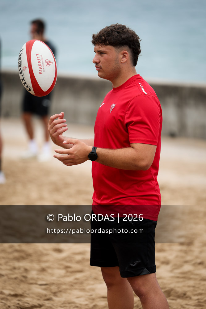 Quentin Rucci, lors d'un entraînement avec le Biarritz olympique, le 10 juillet 2026 à la Côte des Basques de Biarritz, France (Photo Pablo ORDAS)
