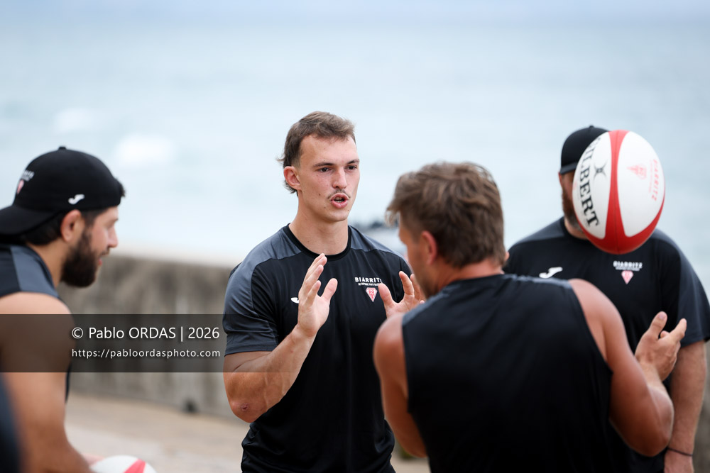 Nicolas Elissondo, lors d'un entraînement avec le Biarritz olympique, le 10 juillet 2026 à la Côte des Basques de Biarritz, France (Photo Pablo ORDAS)