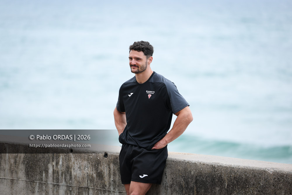 Lukas Doyhenard, lors d'un entraînement avec le Biarritz olympique, le 10 juillet 2026 à la Côte des Basques de Biarritz, France (Photo Pablo ORDAS)