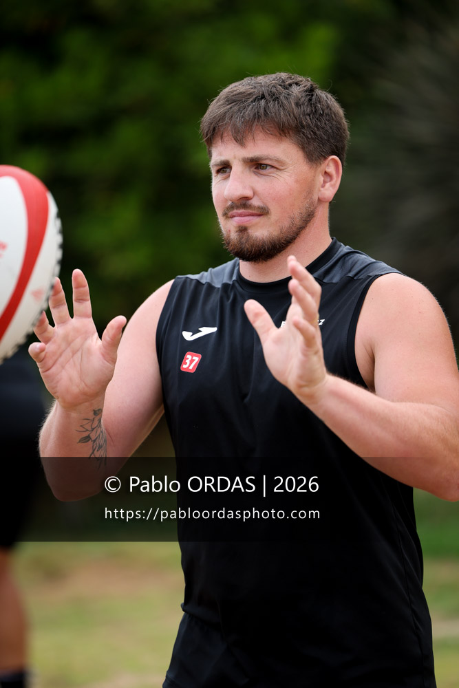 Dorian Laborde, lors d'un entraînement avec le Biarritz olympique, le 10 juillet 2026 à la Côte des Basques de Biarritz, France (Photo Pablo ORDAS)