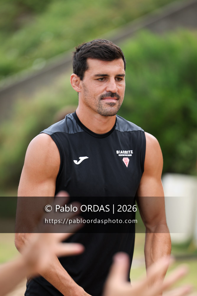 Rémi Bourdeau, lors d'un entraînement avec le Biarritz olympique, le 10 juillet 2026 à la Côte des Basques de Biarritz, France (Photo Pablo ORDAS)