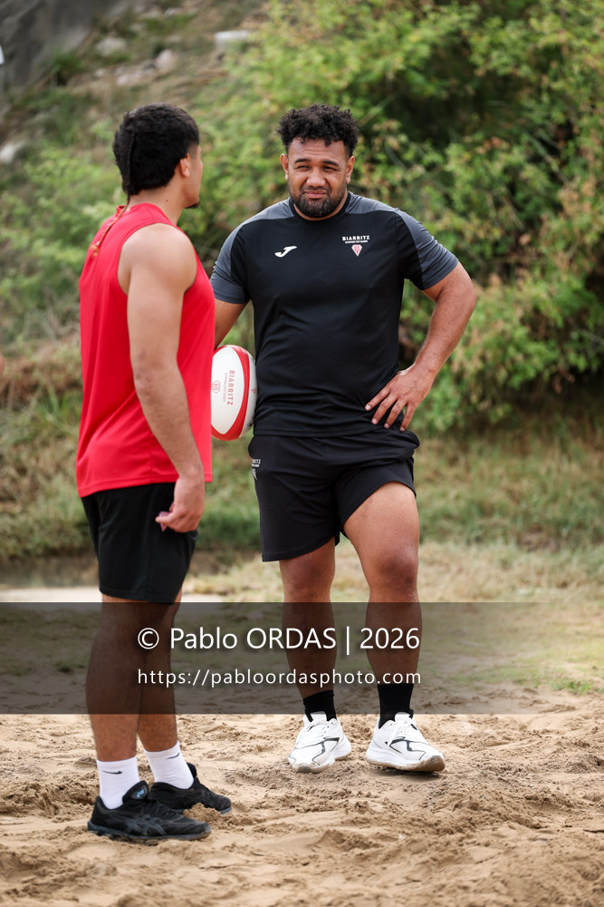 Sione Vailanu, lors d'un entraînement avec le Biarritz olympique, le 10 juillet 2026 à la Côte des Basques de Biarritz, France (Photo Pablo ORDAS)