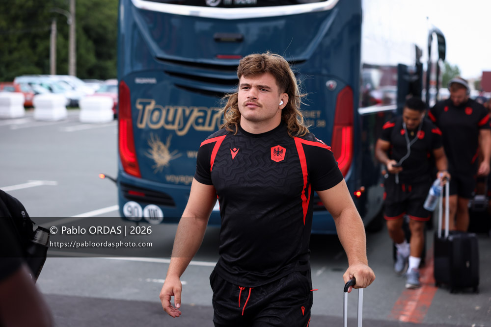Hugo Sarrasin, lors du match de Pro D2 entre le Biarritz olympique et Nissa Rugby, le 27 août 2026 au stade Aguiléra de Biarritz, France (Photo Pablo ORDAS)