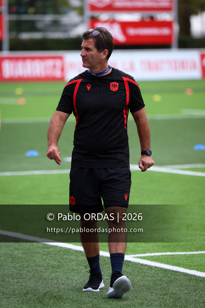 Gareth Baber, lors du match de Pro D2 entre le Biarritz olympique et Nissa Rugby, le 27 août 2026 au stade Aguiléra de Biarritz, France (Photo Pablo ORDAS)