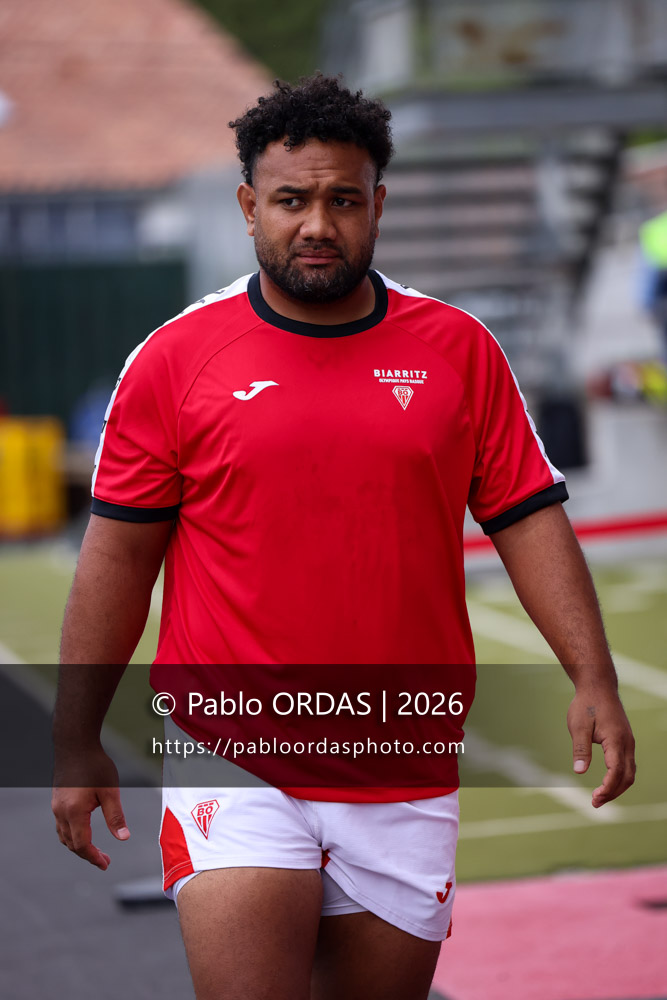 Sione Vailanu, lors du match de Pro D2 entre le Biarritz olympique et Nissa Rugby, le 27 août 2026 au stade Aguiléra de Biarritz, France (Photo Pablo ORDAS)