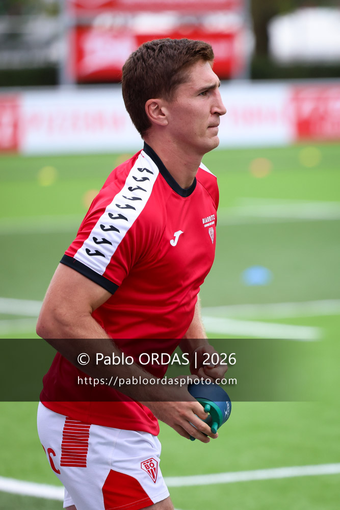 Thomas Dolhagaray, lors du match de Pro D2 entre le Biarritz olympique et Nissa Rugby, le 27 août 2026 au stade Aguiléra de Biarritz, France (Photo Pablo ORDAS)