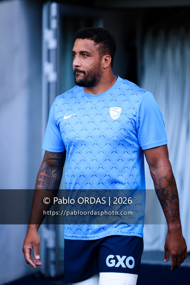 Giovanni Habel Kuffner, lors du match amical entre l'Aviron bayonnais et le Stade toulousain, le 28 août 2026 au stade Jean Dauger de Bayonne, France (Photo Pablo ORDAS)