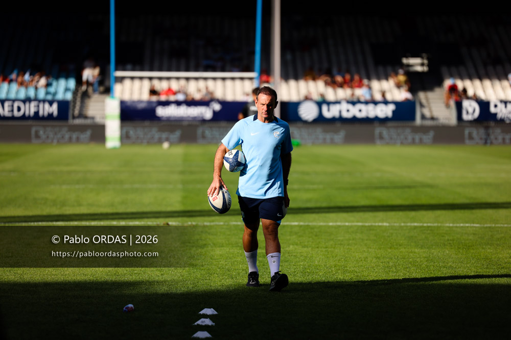 Gerard Fraser, lors du match amical entre l'Aviron bayonnais et le Stade toulousain, le 28 août 2026 au stade Jean Dauger de Bayonne, France (Photo Pablo ORDAS)