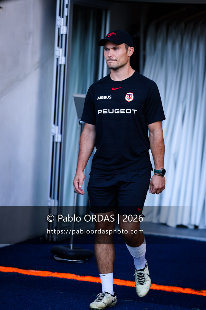 Laurent Thuéry, lors du match amical entre l'Aviron bayonnais et le Stade toulousain, le 28 août 2026 au stade Jean Dauger de Bayonne, France (Photo Pablo ORDAS)