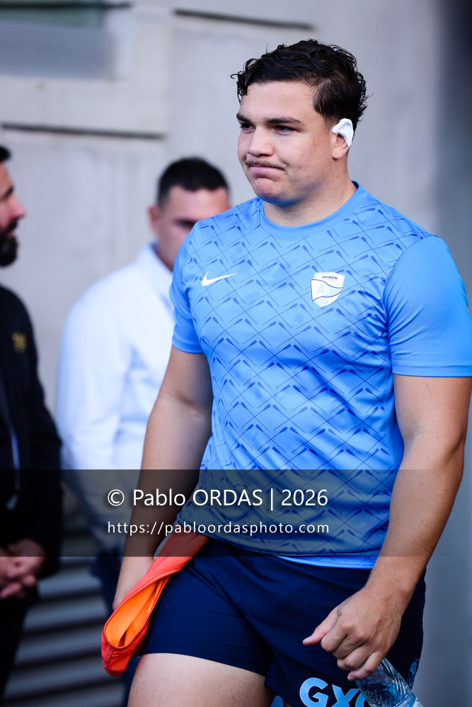Lucas Martin, lors du match amical entre l'Aviron bayonnais et le Stade toulousain, le 28 août 2026 au stade Jean Dauger de Bayonne, France (Photo Pablo ORDAS)