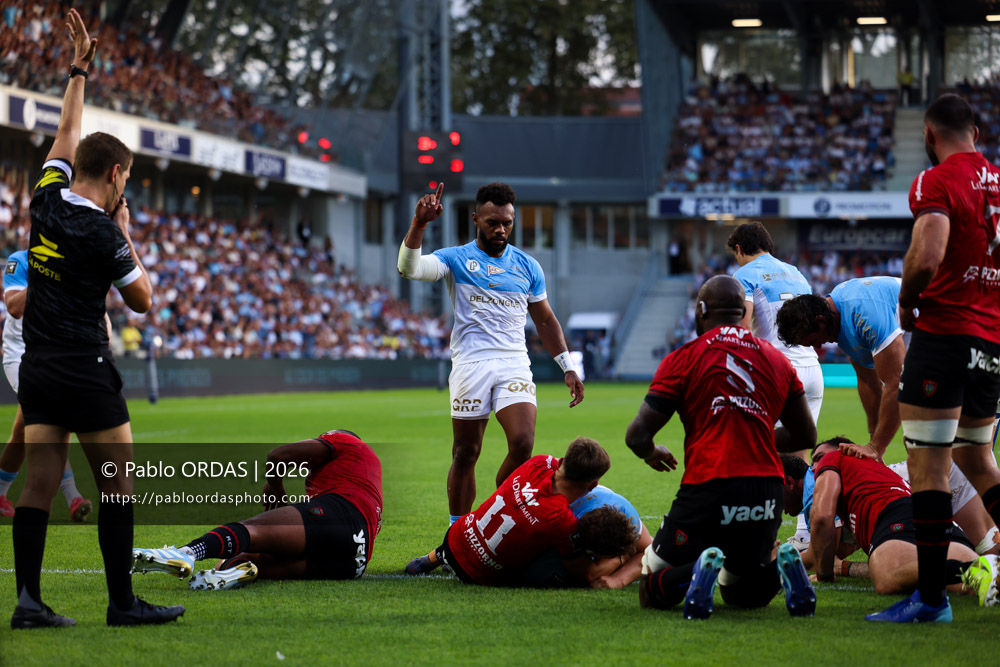 Sireli Maqala, lors du match de Top 14 entre l'Aviron bayonnais et Toulon, le 5 septembre 2026 au stade Jean Dauger de Bayonne, France (Photo Pablo ORDAS)
