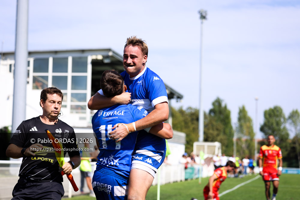 Thomas Pulon, lors du match de Fédéraile 1 entre l'Anglet olympique et l'Union Barbezieux Jonzac, le 6 septembre 2026 au stade Saint-Jean d'Anglet, France (Photo Pablo ORDAS)
