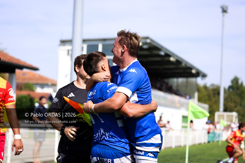 Thomas Pulon, lors du match de Fédéraile 1 entre l'Anglet olympique et l'Union Barbezieux Jonzac, le 6 septembre 2026 au stade Saint-Jean d'Anglet, France (Photo Pablo ORDAS)