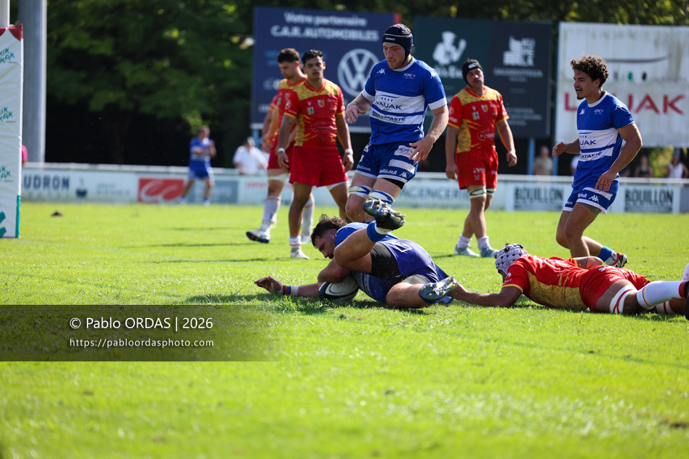 Hendré Eloff, lors du match de Fédéraile 1 entre l'Anglet olympique et l'Union Barbezieux Jonzac, le 6 septembre 2026 au stade Saint-Jean d'Anglet, France (Photo Pablo ORDAS)
