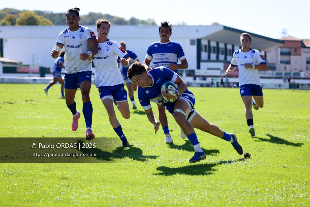 Johane Idiart, lors du match de Fédéraile 1 entre l'Anglet olympique et Layrac, le 13 septembre 2026 au stade Saint-Jean d'Anglet, France (Photo Pablo ORDAS)