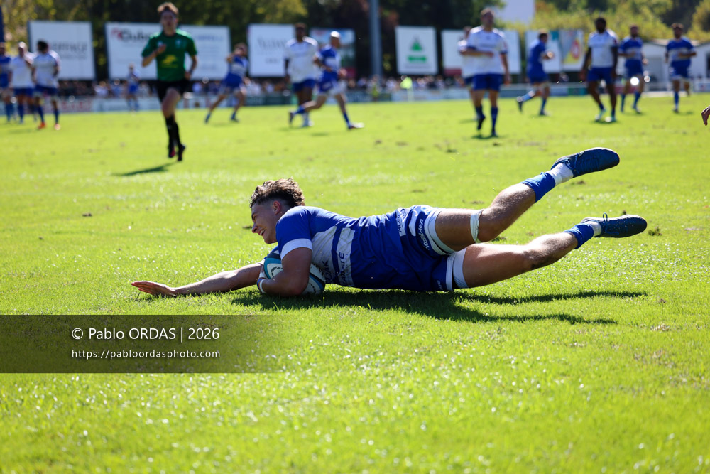 Johane Idiart, lors du match de Fédéraile 1 entre l'Anglet olympique et Layrac, le 13 septembre 2026 au stade Saint-Jean d'Anglet, France (Photo Pablo ORDAS)