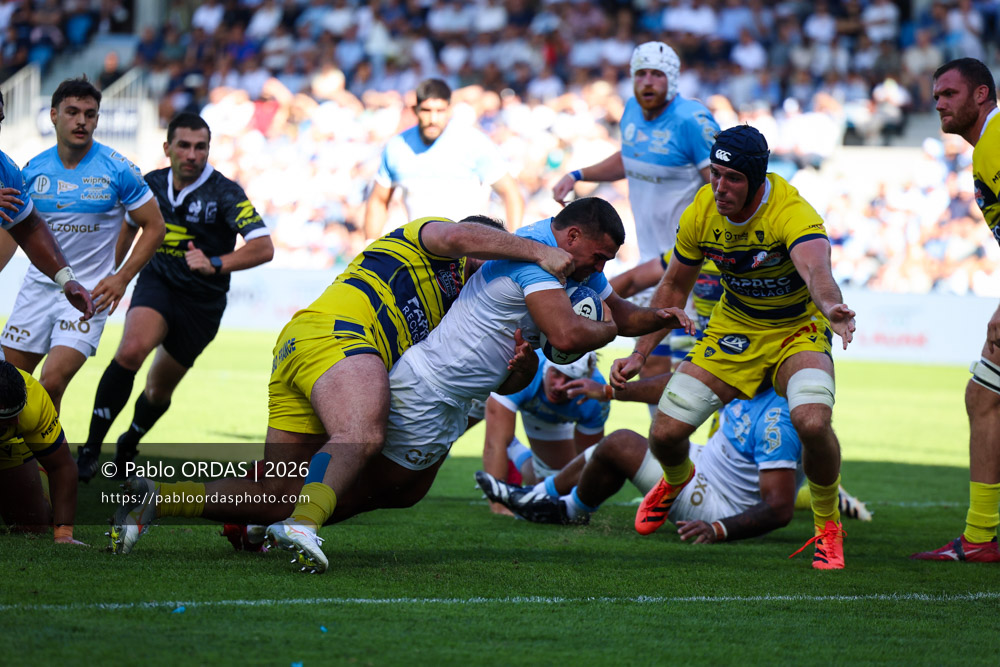 Guillaume Cramont, lors du match de Top 14 entre l'Aviron bayonnais et Clermont, le 19 septembre 2026 au stade Jean Dauger de Bayonne, France (Photo Pablo ORDAS)