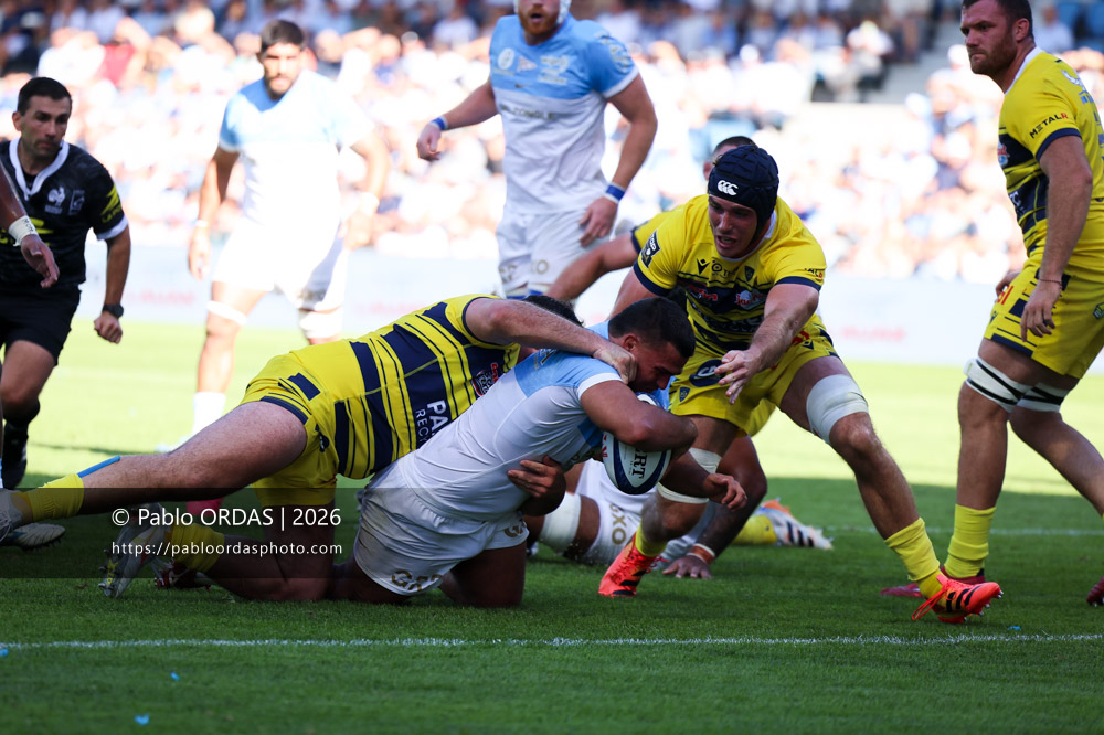 Guillaume Cramont, lors du match de Top 14 entre l'Aviron bayonnais et Clermont, le 19 septembre 2026 au stade Jean Dauger de Bayonne, France (Photo Pablo ORDAS)