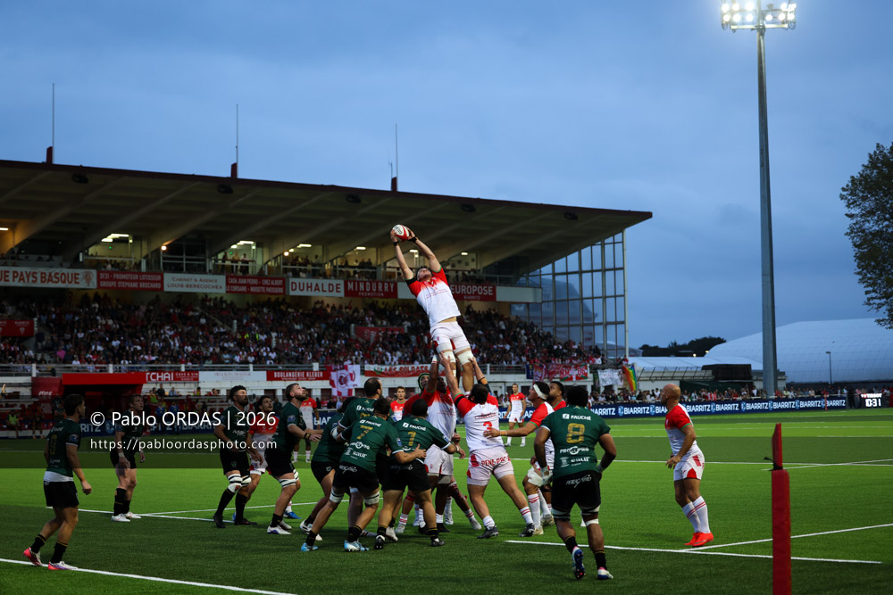Andrea Sacco, lors du match de Pro D2 entre le Biarritz olympique et Montauban, le 25 septembre 2026 au stade Aguiléra de Biarritz, France (Photo Pablo ORDAS)
