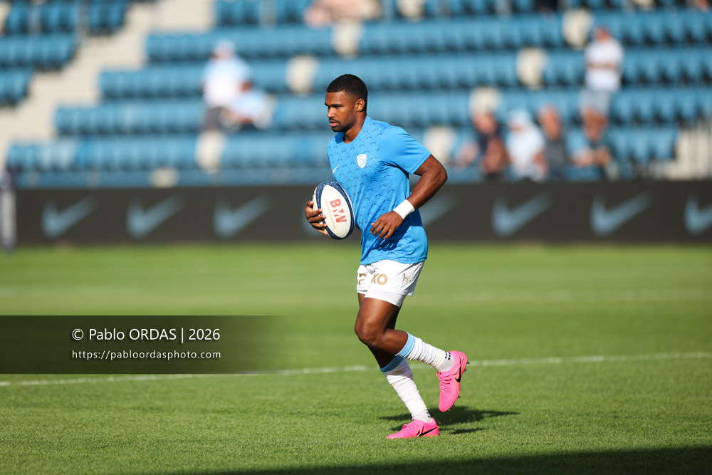 Léo Coly, lors du match de Top 14 entre l'Aviron bayonnais et Toulon, le 5 septembre 2026 au stade Jean Dauger de Bayonne, France (Photo Pablo ORDAS)