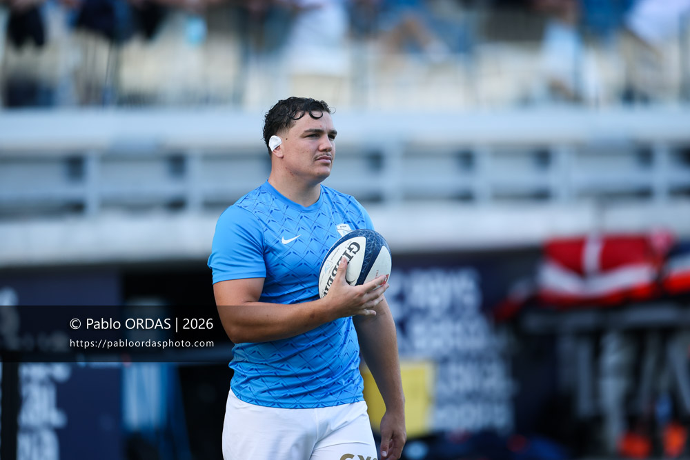 Lucas Martin, lors du match de Top 14 entre l'Aviron bayonnais et Toulon, le 5 septembre 2026 au stade Jean Dauger de Bayonne, France (Photo Pablo ORDAS)