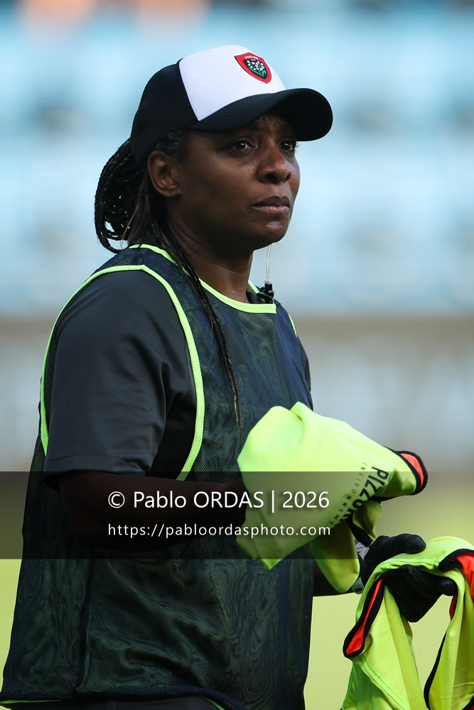 Sandrine Agricole, lors du match de Top 14 entre l'Aviron bayonnais et Toulon, le 5 septembre 2026 au stade Jean Dauger de Bayonne, France (Photo Pablo ORDAS)