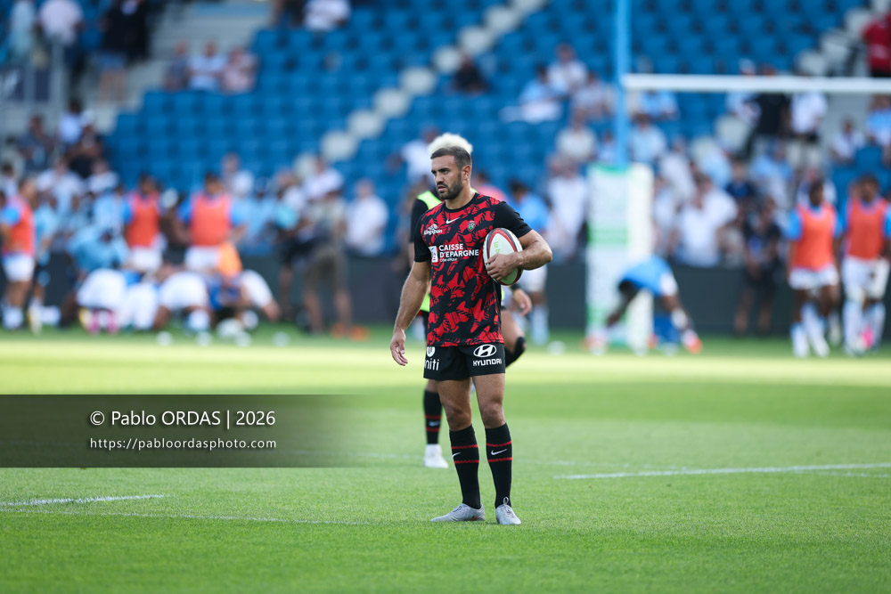 Melvyn Jaminet, lors du match de Top 14 entre l'Aviron bayonnais et Toulon, le 5 septembre 2026 au stade Jean Dauger de Bayonne, France (Photo Pablo ORDAS)