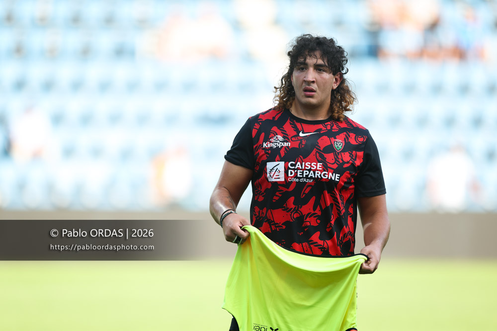 Luciano Asevedo, lors du match de Top 14 entre l'Aviron bayonnais et Toulon, le 5 septembre 2026 au stade Jean Dauger de Bayonne, France (Photo Pablo ORDAS)