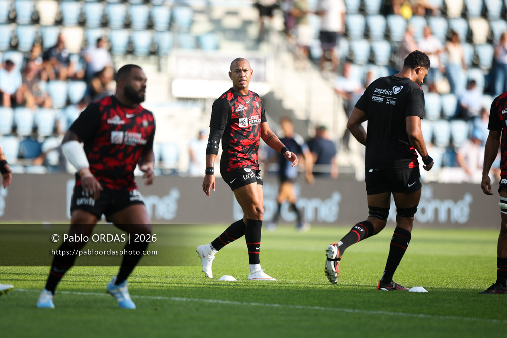 Gaël Fickou, lors du match de Top 14 entre l'Aviron bayonnais et Toulon, le 5 septembre 2026 au stade Jean Dauger de Bayonne, France (Photo Pablo ORDAS)