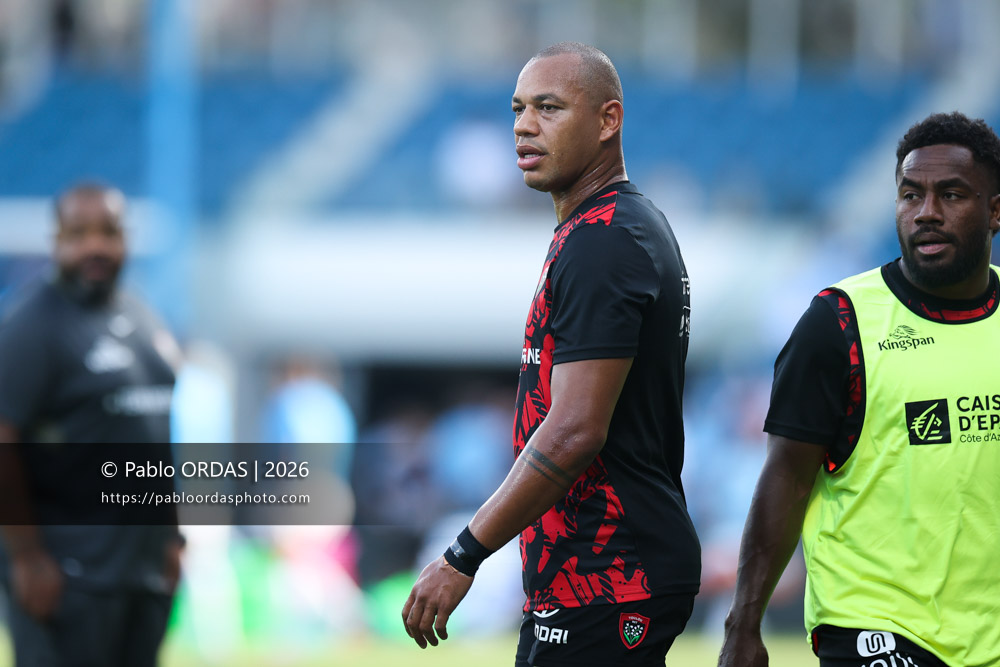 Gaël Fickou, lors du match de Top 14 entre l'Aviron bayonnais et Toulon, le 5 septembre 2026 au stade Jean Dauger de Bayonne, France (Photo Pablo ORDAS)