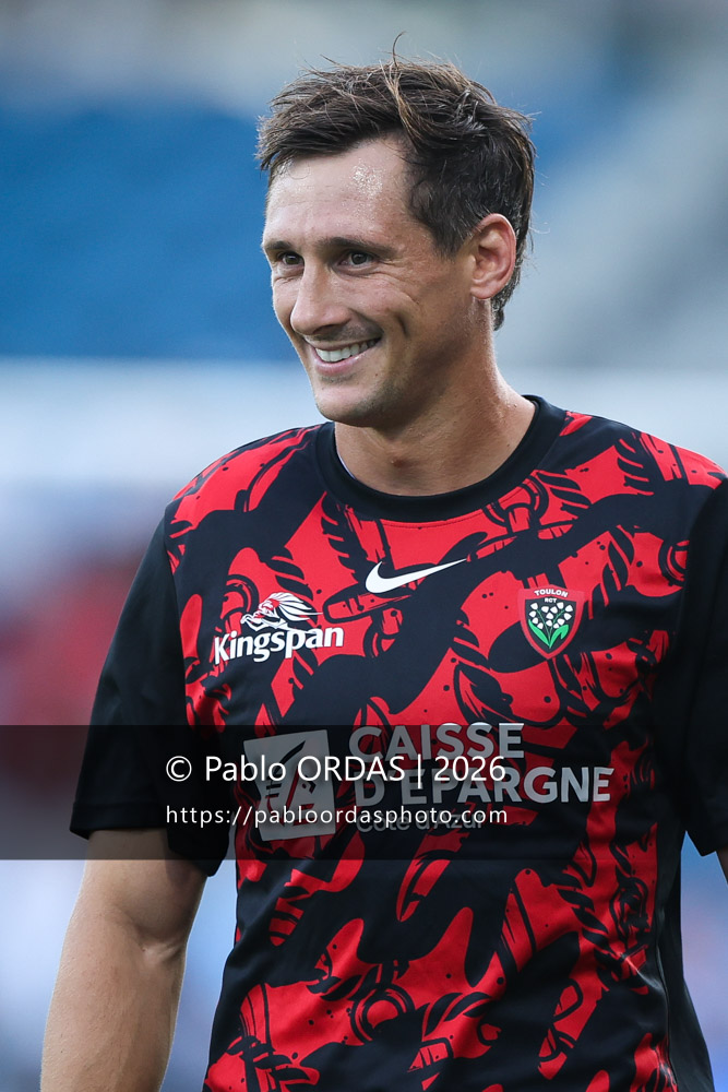 Baptiste Serin, lors du match de Top 14 entre l'Aviron bayonnais et Toulon, le 5 septembre 2026 au stade Jean Dauger de Bayonne, France (Photo Pablo ORDAS)