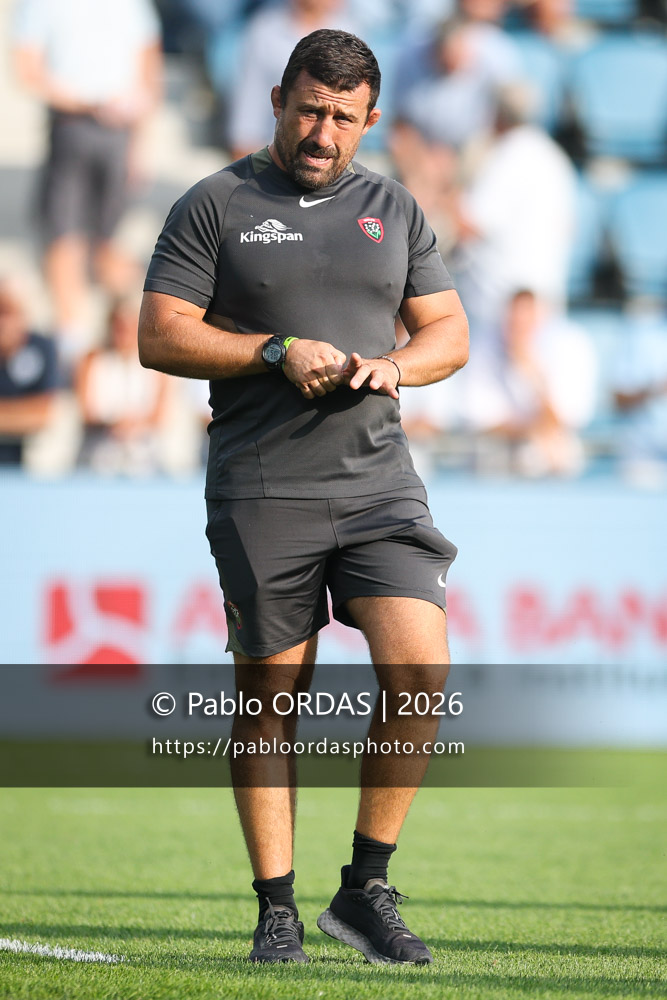 Mickaël Ivaldi, lors du match de Top 14 entre l'Aviron bayonnais et Toulon, le 5 septembre 2026 au stade Jean Dauger de Bayonne, France (Photo Pablo ORDAS)
