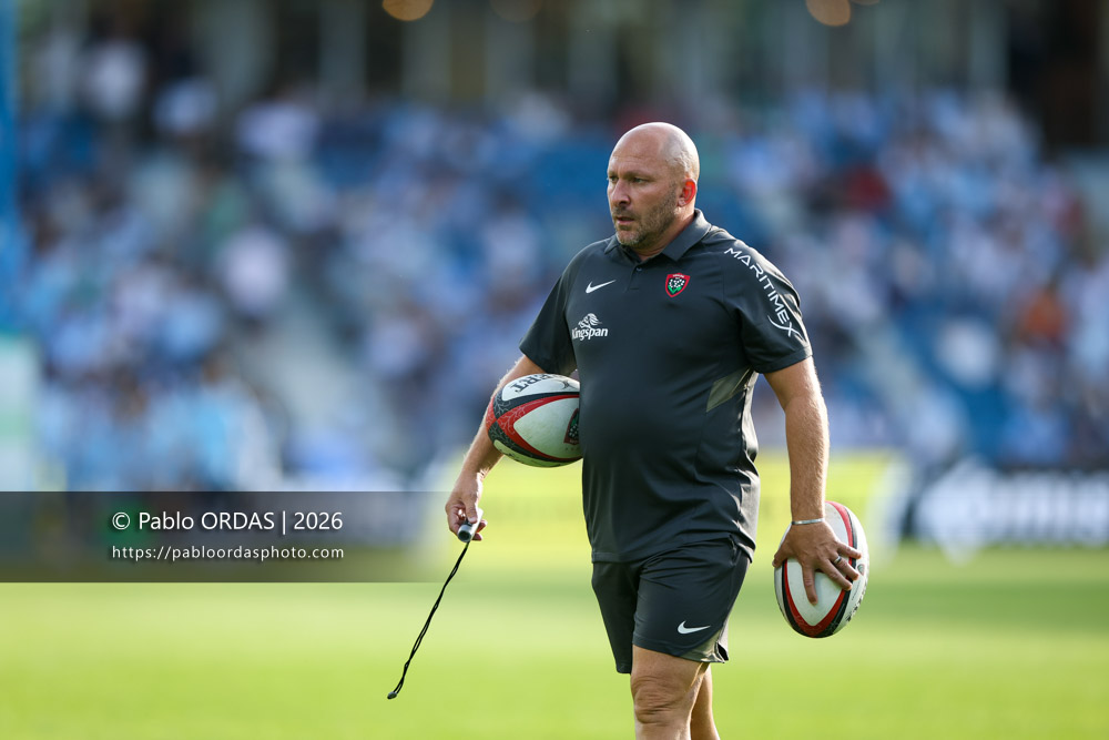 Pierre Mignoni, lors du match de Top 14 entre l'Aviron bayonnais et Toulon, le 5 septembre 2026 au stade Jean Dauger de Bayonne, France (Photo Pablo ORDAS)