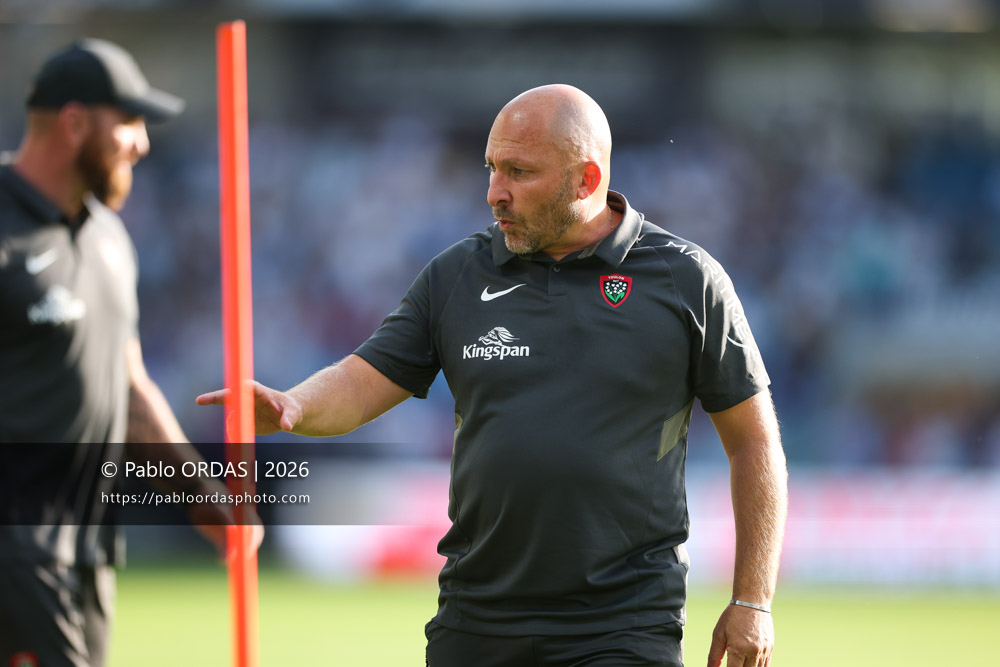 Pierre Mignoni, lors du match de Top 14 entre l'Aviron bayonnais et Toulon, le 5 septembre 2026 au stade Jean Dauger de Bayonne, France (Photo Pablo ORDAS)