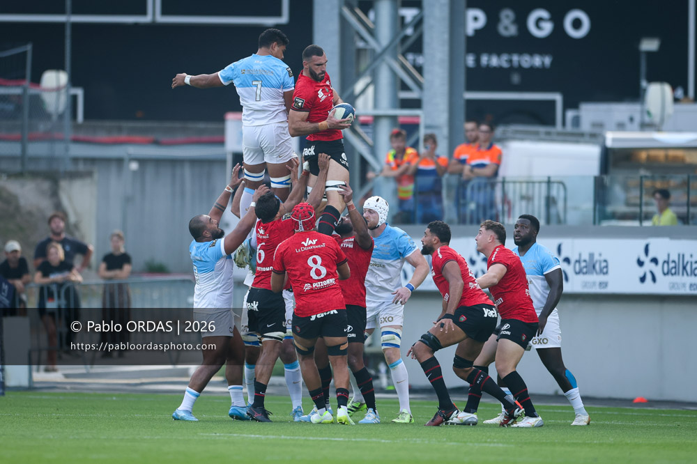 Charles Ollivon, lors du match de Top 14 entre l'Aviron bayonnais et Toulon, le 5 septembre 2026 au stade Jean Dauger de Bayonne, France (Photo Pablo ORDAS)
