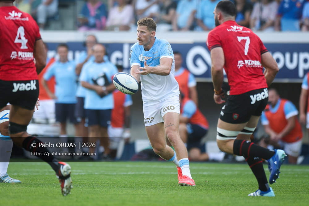 Rob du Preez, lors du match de Top 14 entre l'Aviron bayonnais et Toulon, le 5 septembre 2026 au stade Jean Dauger de Bayonne, France (Photo Pablo ORDAS)