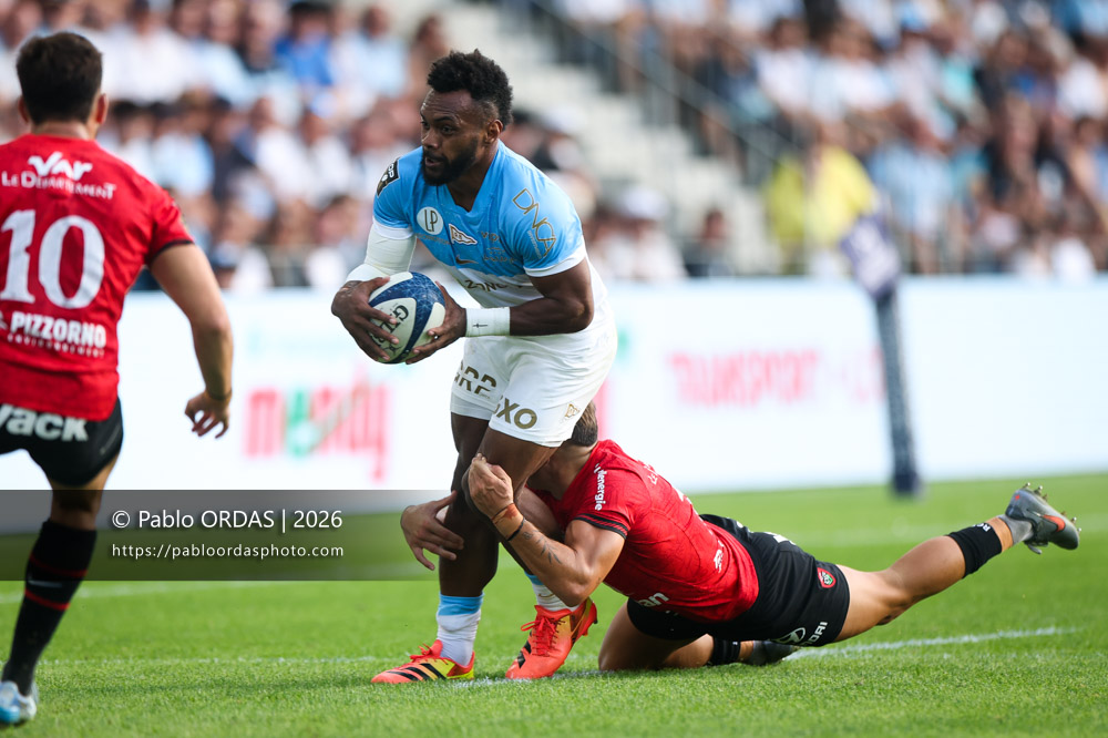 Sireli Maqala, lors du match de Top 14 entre l'Aviron bayonnais et Toulon, le 5 septembre 2026 au stade Jean Dauger de Bayonne, France (Photo Pablo ORDAS)