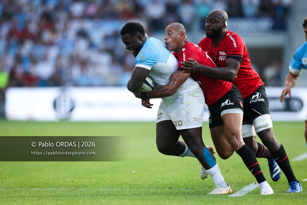 Andy Bordelai, lors du match de Top 14 entre l'Aviron bayonnais et Toulon, le 5 septembre 2026 au stade Jean Dauger de Bayonne, France (Photo Pablo ORDAS)