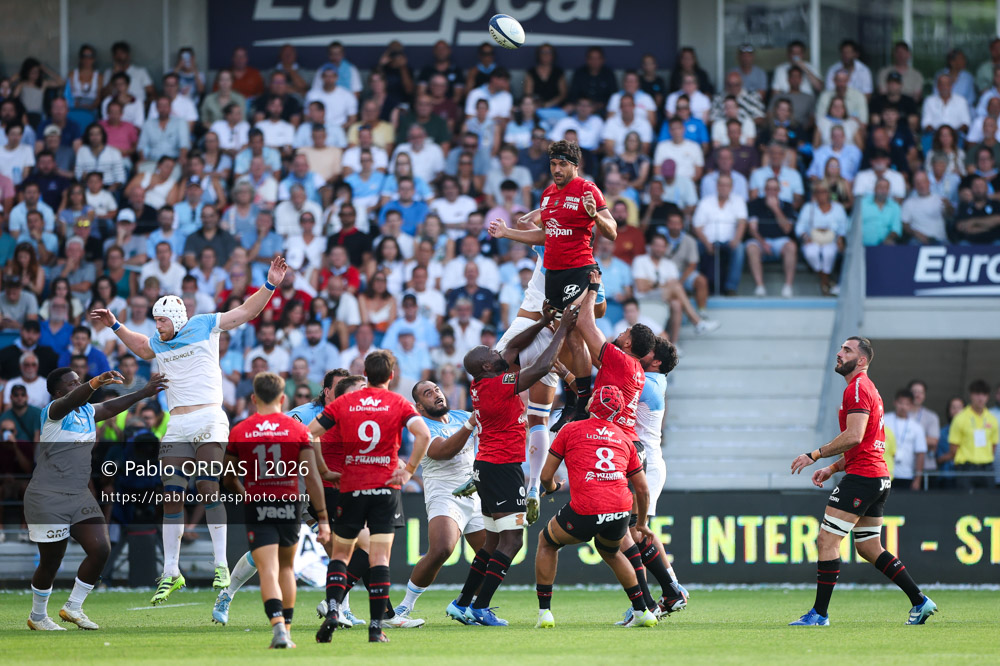 Esteban Abadie, lors du match de Top 14 entre l'Aviron bayonnais et Toulon, le 5 septembre 2026 au stade Jean Dauger de Bayonne, France (Photo Pablo ORDAS)