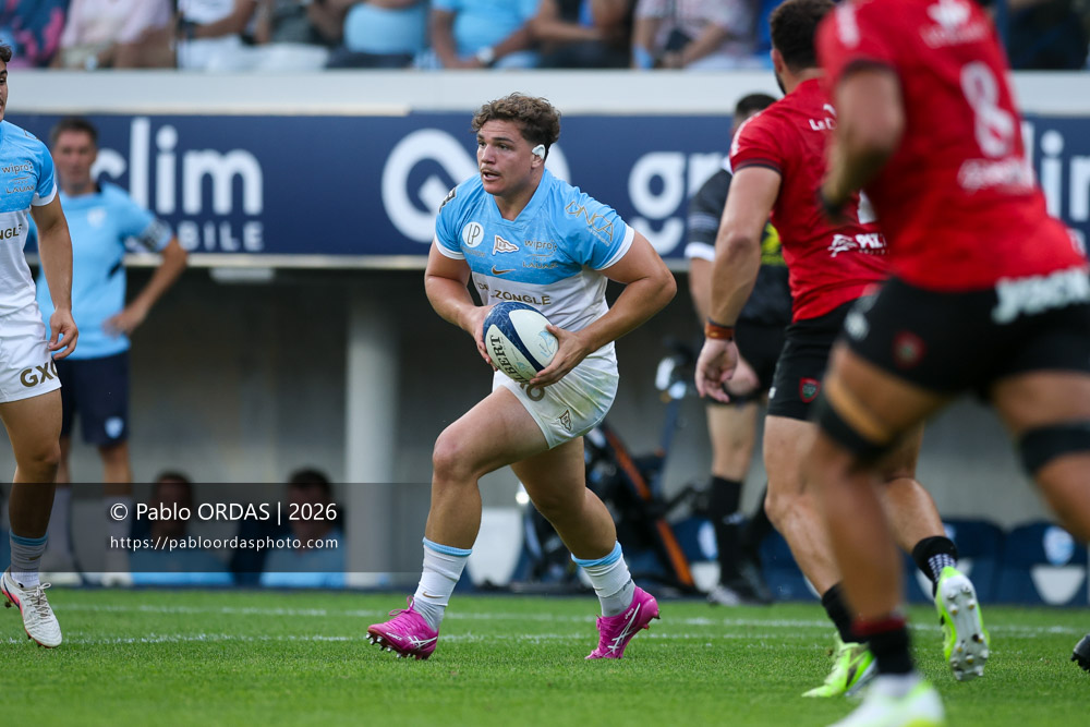 Lucas Martin, lors du match de Top 14 entre l'Aviron bayonnais et Toulon, le 5 septembre 2026 au stade Jean Dauger de Bayonne, France (Photo Pablo ORDAS)