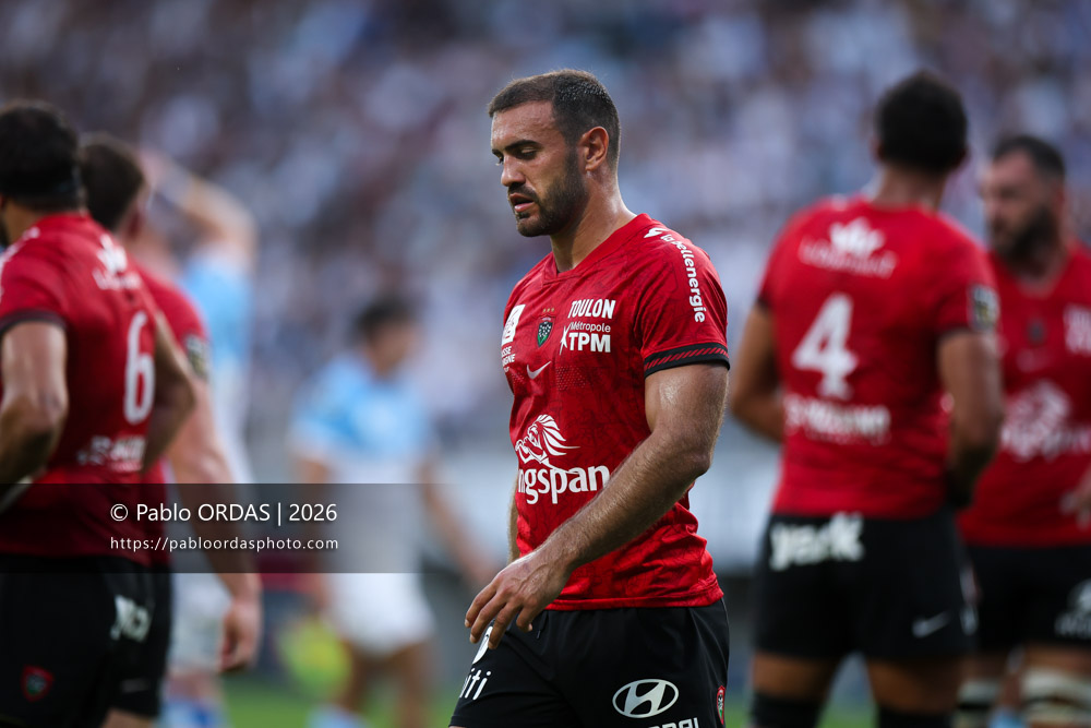 Melvyn Jaminet, lors du match de Top 14 entre l'Aviron bayonnais et Toulon, le 5 septembre 2026 au stade Jean Dauger de Bayonne, France (Photo Pablo ORDAS)