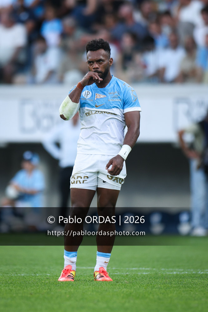 Sireli Maqala, lors du match de Top 14 entre l'Aviron bayonnais et Toulon, le 5 septembre 2026 au stade Jean Dauger de Bayonne, France (Photo Pablo ORDAS)