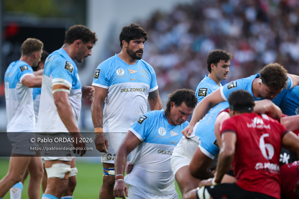 Rodrigo Bruni, lors du match de Top 14 entre l'Aviron bayonnais et Toulon, le 5 septembre 2026 au stade Jean Dauger de Bayonne, France (Photo Pablo ORDAS)