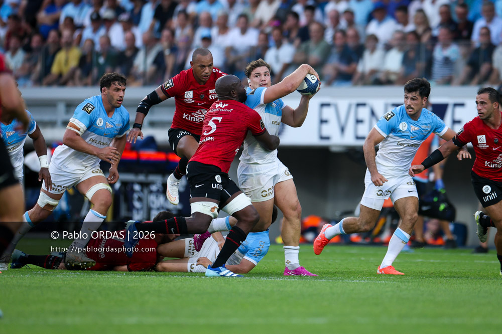Lucas Martin, lors du match de Top 14 entre l'Aviron bayonnais et Toulon, le 5 septembre 2026 au stade Jean Dauger de Bayonne, France (Photo Pablo ORDAS)