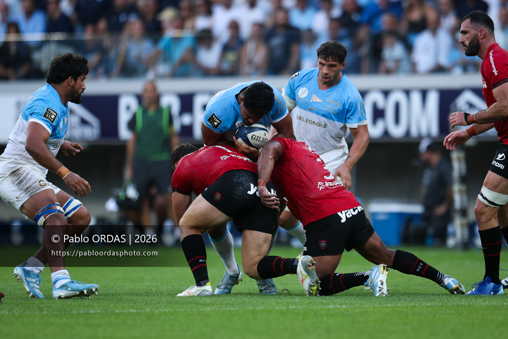Matthieu Uhila, lors du match de Top 14 entre l'Aviron bayonnais et Toulon, le 5 septembre 2026 au stade Jean Dauger de Bayonne, France (Photo Pablo ORDAS)
